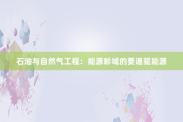 石油与自然气工程：能源畛域的要道驱能源
